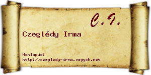 Czeglédy Irma névjegykártya